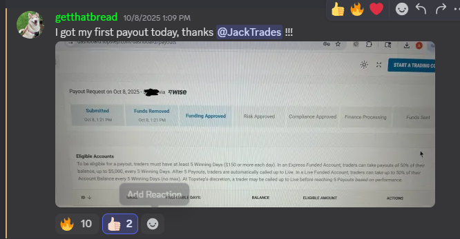 Student: first payout