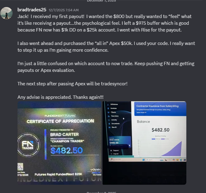 Student bradtrades: first payout